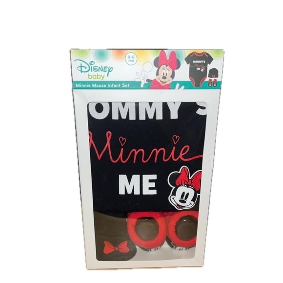 Minnie Mouse Baby Girl Outfit Short Sleeve Bodysuit Booties & Hat Set - Picture 6 of 7
